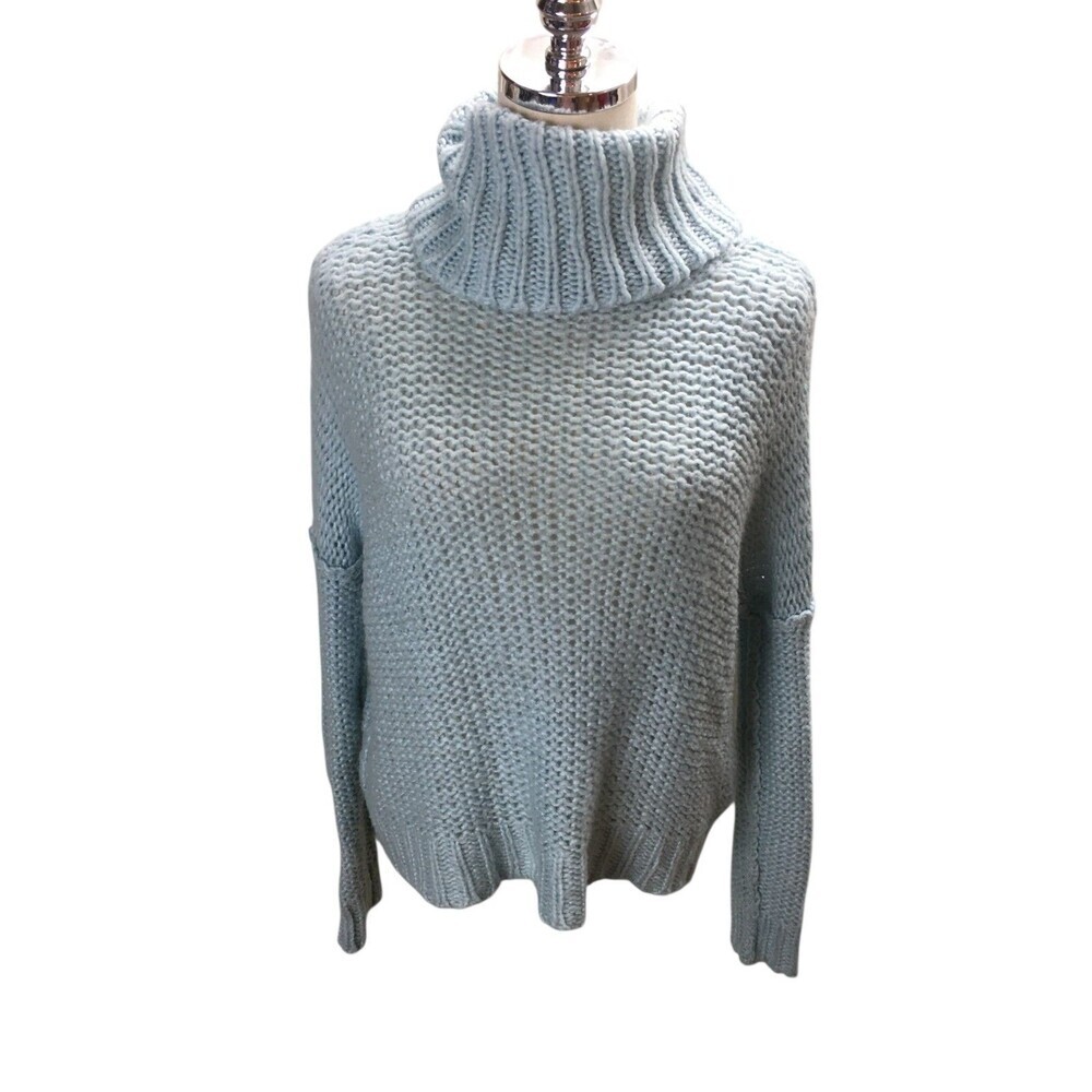 Wooden Ship Sweater Women's Size XS Light Blue Turtle Neck